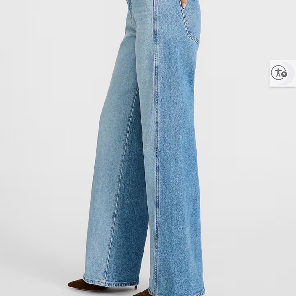 Express High Waisted Two Tone Wash Wide Leg Jeans